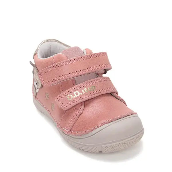Pantofi D.D Step Fete, piele naturală, captuseală din piele, talpă flexibilă, roz, cu pisicuța_S082-61703C-20_Pebebe