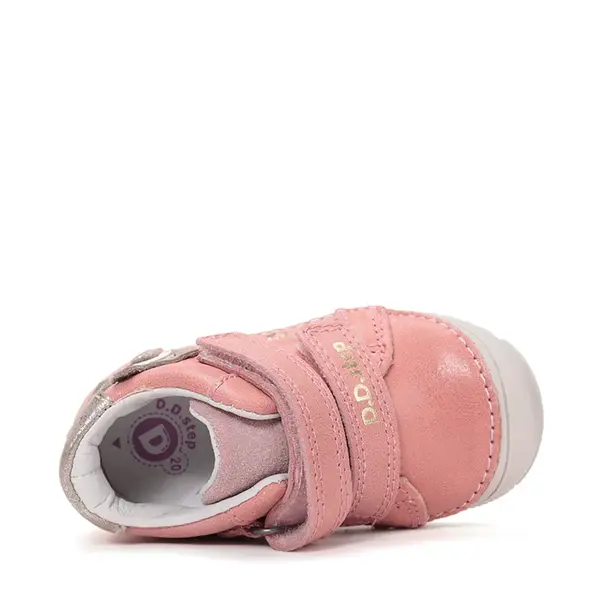 Pantofi D.D Step Fete, piele naturală, captuseală din piele, talpă flexibilă, roz, cu pisicuța_S082-61703C-20_Pebebe