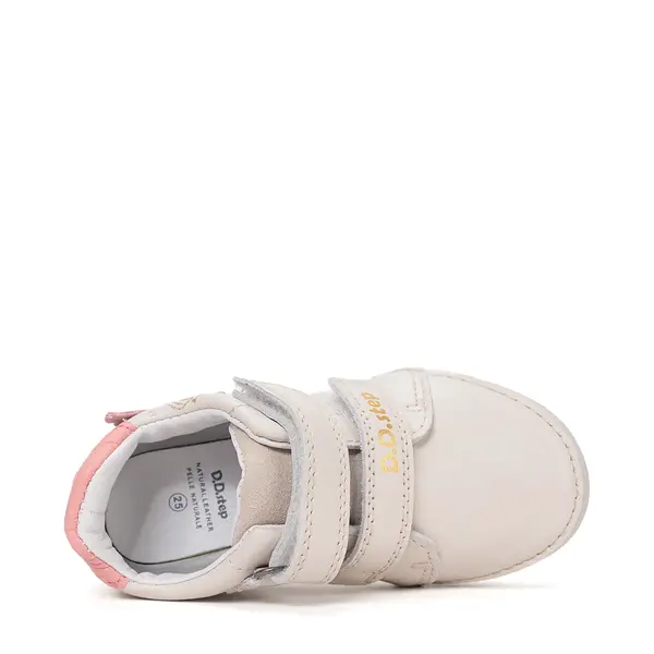Pantofi D.D Step fete, piele naturala, talpă flexibilă, LED, crem cu unicorn_S050-61970M-28_Pebebe