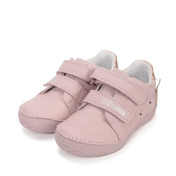 Pantofi D.D Step fete, piele naturala, talpă flexibilă, LED, roz deschis cu unicorn_S050-61970AM-28_Pebebe