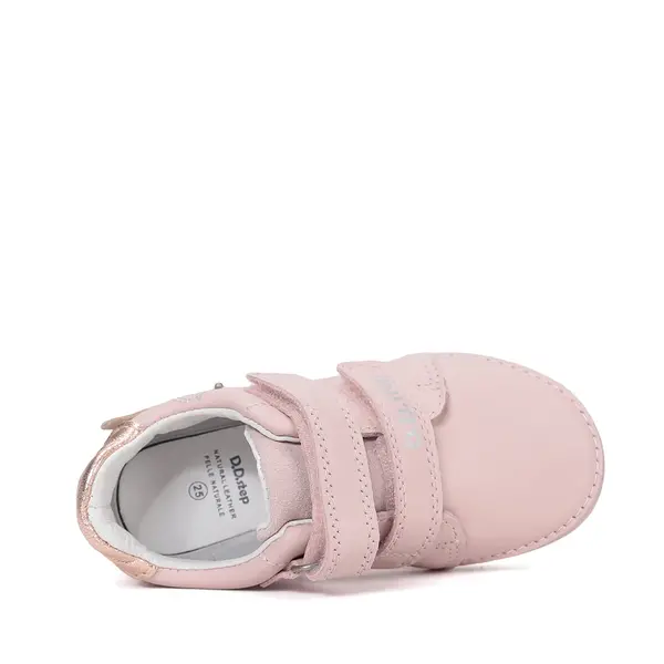 Pantofi D.D Step fete, piele naturala, talpă flexibilă, LED, roz deschis cu unicorn_S050-61970AM-28_Pebebe