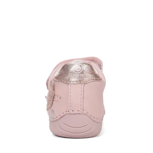 Pantofi D.D Step fete, piele naturala, talpă flexibilă, LED, roz deschis cu unicorn_S050-61970AM-28_Pebebe