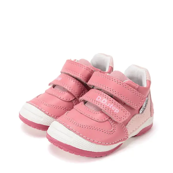 Pantofi DD Step fete, piele naturală, cu suținere, talpa flexibila, roz_S038-61324C-23_Pebebe