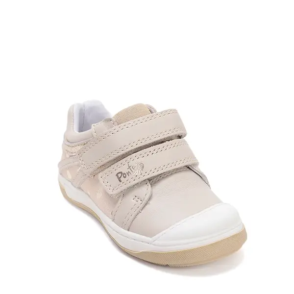 Pantofi din piele naturala cu supinatie pentru fete, Ponte20, crem cu inimioare_DA03-6-1326A-24_Pebebe