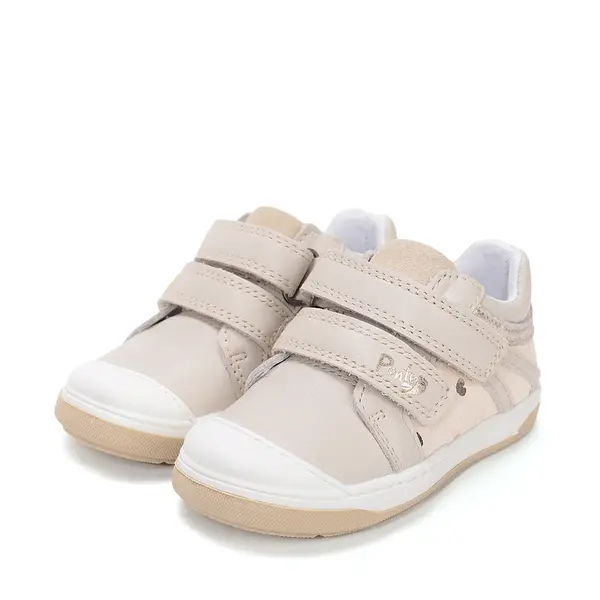 Pantofi din piele naturala cu supinatie pentru fete, Ponte20, crem cu inimioare_DA03-6-1326A-24_Pebebe