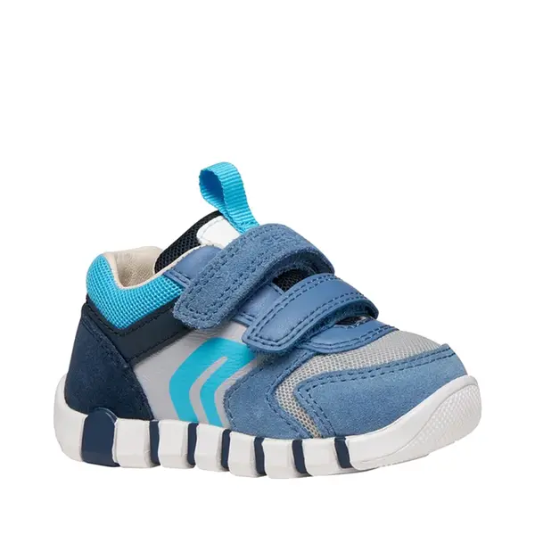 Pantofi Geox baieți, piele naturala, brant antibacterian, Geox Respira, Iupidoo, Albastru cu gri deschis_B3555D-02214-C4S1L-18_Pebebe