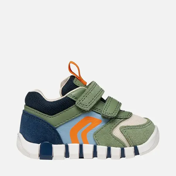 Pantofi Geox băieți, piele naturala, brant antibacterian, Geox Respira, Iupidoo, olive si bleumarin_B3555D-02214-CD3F4-18_Pebebe