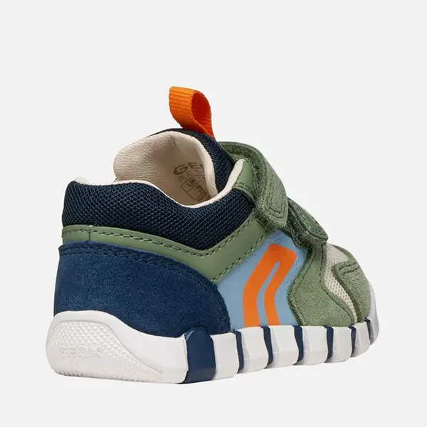 Pantofi Geox băieți, piele naturala, brant antibacterian, Geox Respira, Iupidoo, olive si bleumarin_B3555D-02214-CD3F4-18_Pebebe