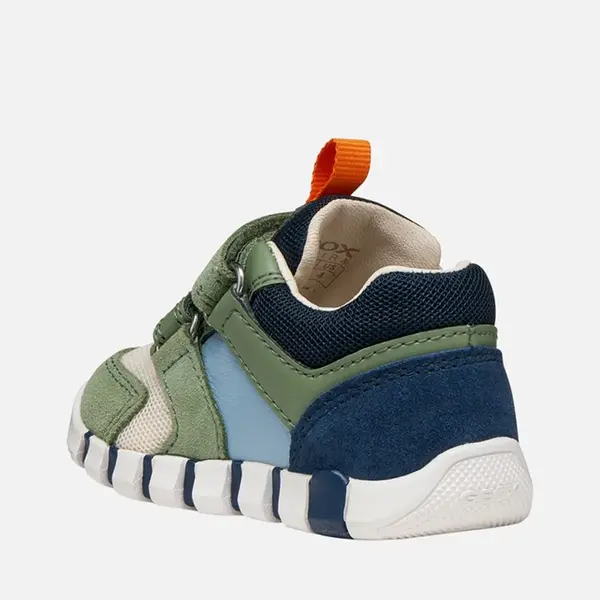 Pantofi Geox băieți, piele naturala, brant antibacterian, Geox Respira, Iupidoo, olive si bleumarin_B3555D-02214-CD3F4-20_Pebebe