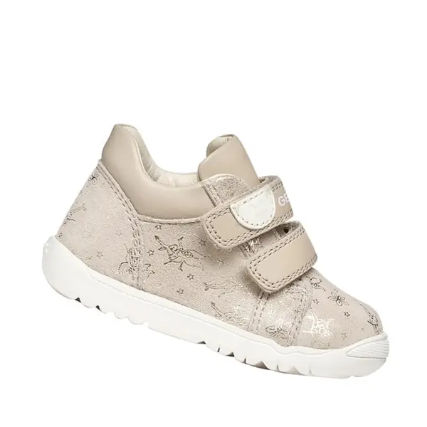 Pantofi Geox fete, piele naturala, talpa felexibila, Macchia, bej_B164PA-00778-C5000-18_Pebebe