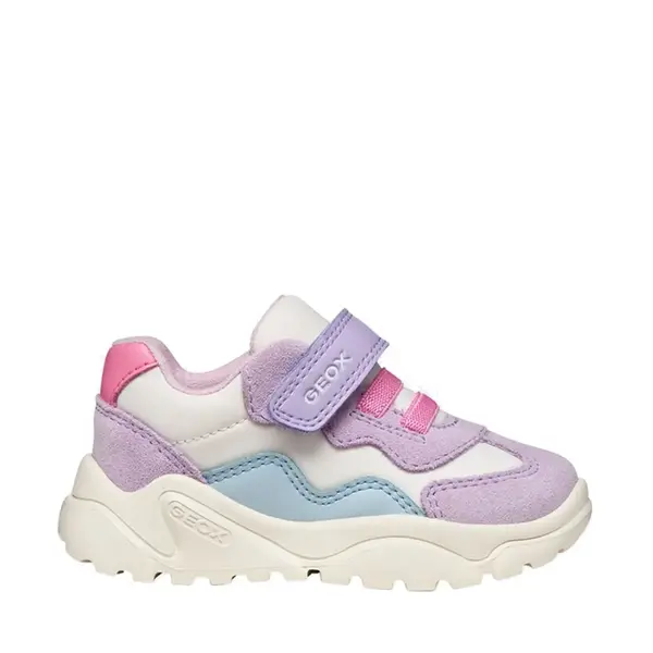 Pantofi Geox fete, piele naturala,  brant antibacterian, Geox Respira, Ciufciuf, alb, lila_B455QB-0FU22-C1022-21_Pebebe