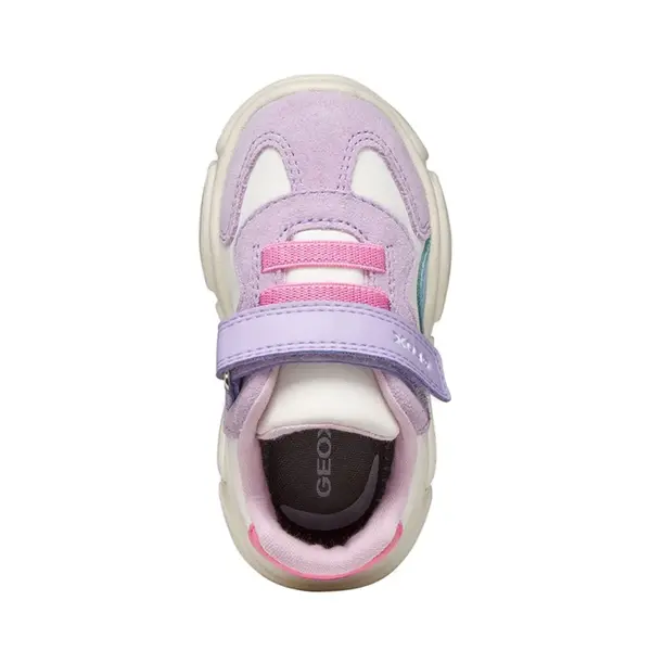 Pantofi Geox fete, piele naturala,  brant antibacterian, Geox Respira, Ciufciuf, alb, lila_B455QB-0FU22-C1022-21_Pebebe