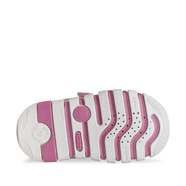 Pantofi Geox fete, piele naturala, brant antibacterian, Geox Respira, Iupidoo, roz cu alb_B3558C-02214-C5825-21_Pebebe