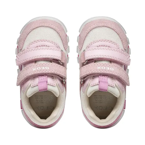 Pantofi Geox fete, piele naturala, brant antibacterian, Geox Respira, Iupidoo, roz cu alb_B3558C-02214-C5825-18_Pebebe