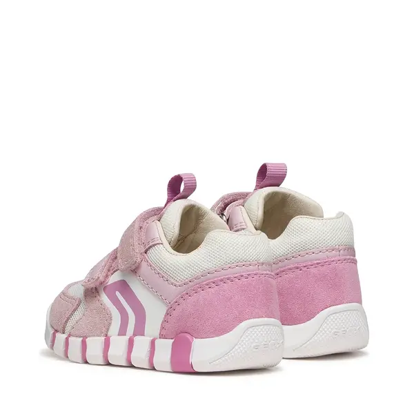 Pantofi Geox fete, piele naturala, brant antibacterian, Geox Respira, Iupidoo, roz cu alb_B3558C-02214-C5825-18_Pebebe