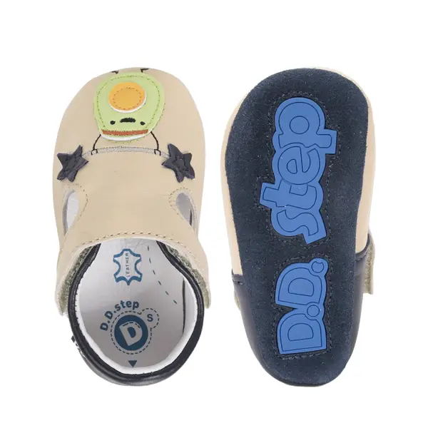 Pantofi interior D.D Step, piele naturala, crem cu avocado_K1596-61771-18/19_Pebebe