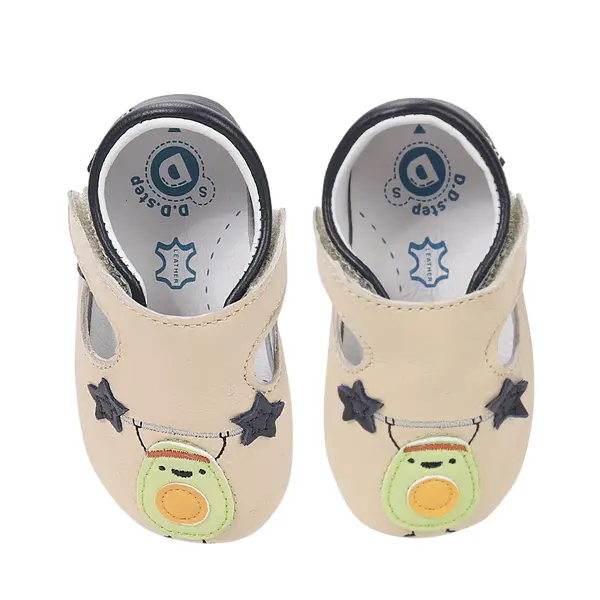 Pantofi interior D.D Step, piele naturala, crem cu avocado_K1596-61771-18/19_Pebebe