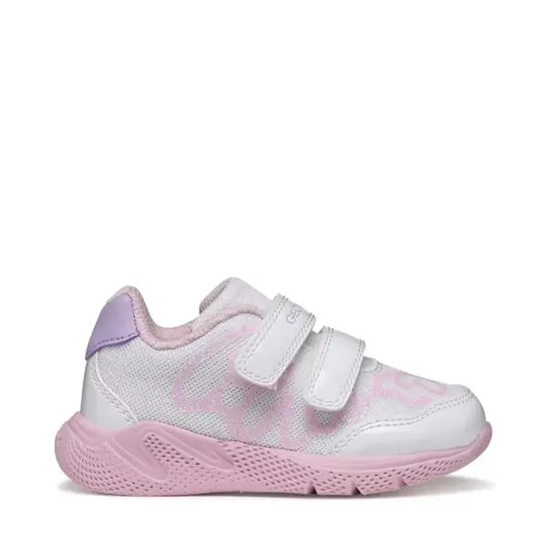 Pantofi sport Geox fete, material textil, talpa flexibila, Sprintye, alb design cu floare_B654TA-0GNHH-C1060-20_Pebebe
