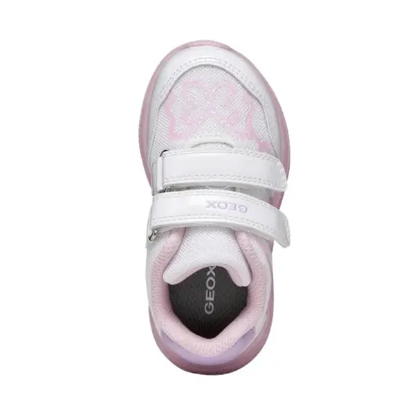 Pantofi sport Geox fete, material textil, talpa flexibila, Sprintye, alb design cu floare_B654TA-0GNHH-C1060-20_Pebebe