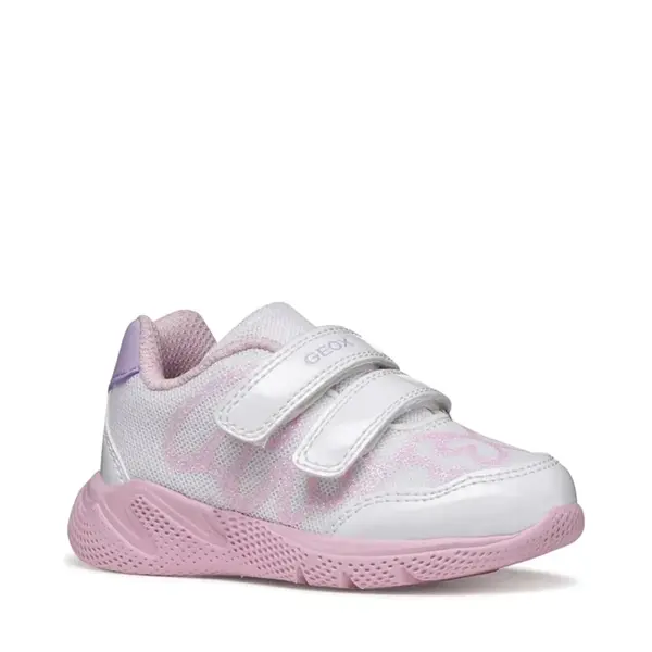 Pantofi sport Geox fete, material textil, talpa flexibila, Sprintye, alb design cu floare_B654TA-0GNHH-C1060-20_Pebebe