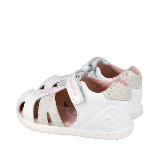 Sandale fete Barefoot Biomecanics Wider, Piele Naturala, Alb cu Imprimeu catel_262160-B050-22_Pebebe