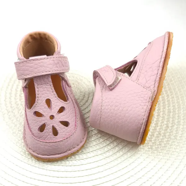 Sandale barefoot copii, piele naturala, primii pasi, talpa flexibila, roz lila_RO-502-6-22_Pebebe