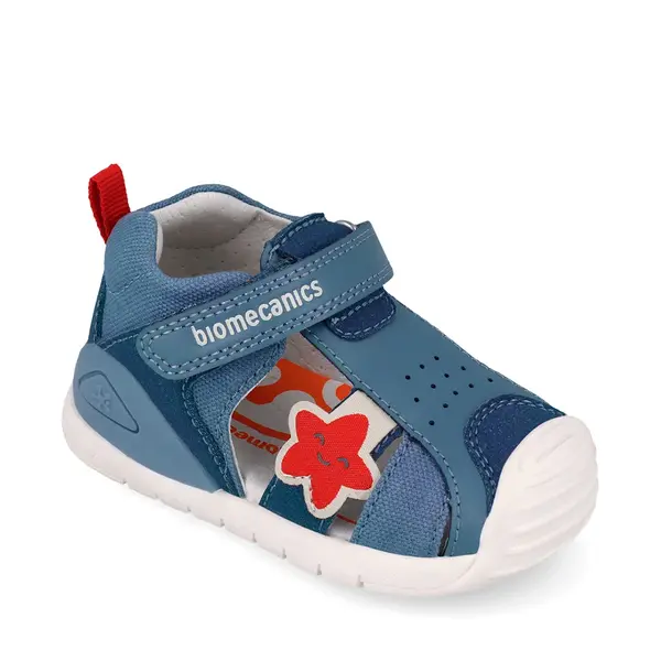 Sandale Biomecanics baieti, talpa flexibila, protectie degete, Biogateo Casual, albastru cu steluta_262127-A631-20_Pebebe