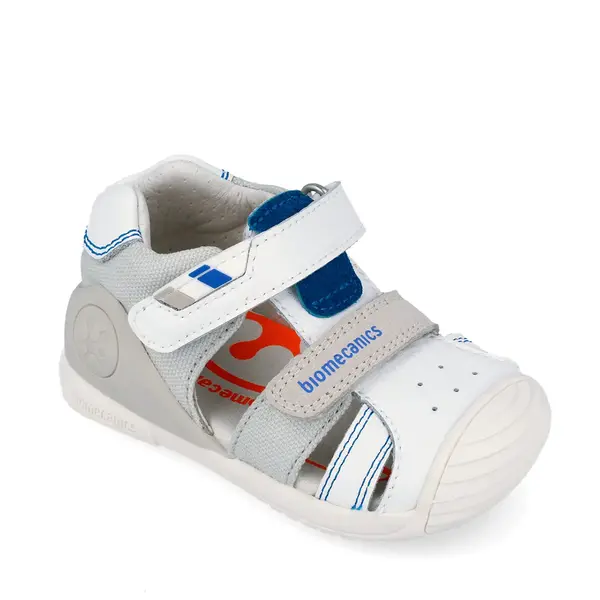 Sandale Biomecanics baieti, talpa flexibila, protectie degete, Biogateo Casual, bej cu alb_262123-B050-20_Pebebe