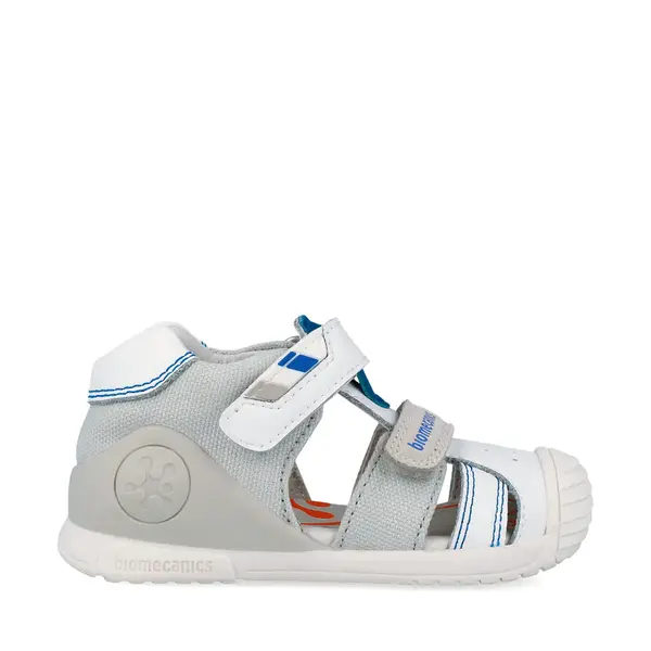 Sandale Biomecanics baieti, talpa flexibila, protectie degete, Biogateo Casual, bej cu alb_262123-B050-20_Pebebe