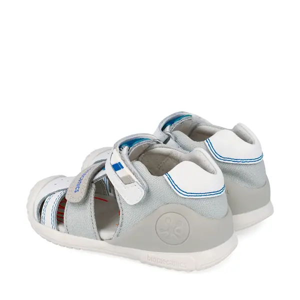 Sandale Biomecanics baieti, talpa flexibila, protectie degete, Biogateo Casual, bej cu alb_262123-B050-20_Pebebe