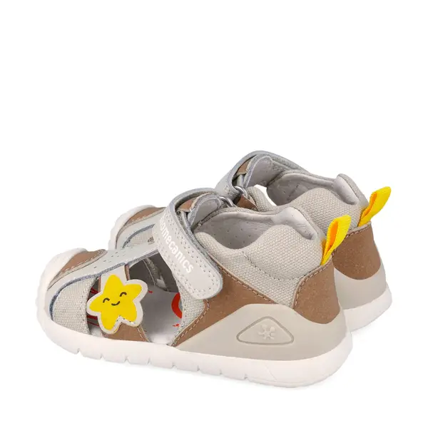 Sandale Biomecanics baieti, talpa flexibila, protectie degete, Biogateo Casual, crem cu steluta_262127-B695-19_Pebebe