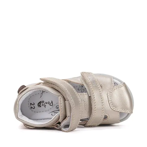 Sandale cu supinatie, Ponte20, piele naturala, auriu, design cu ursulet_DA05-6-1256B-22_Pebebe