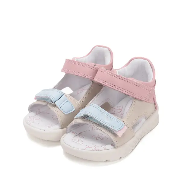 Sandale cu supinatie, piele naturala, vârf deschis, crem cu roz, Ponte20_DA05-6-1884B-22_Pebebe