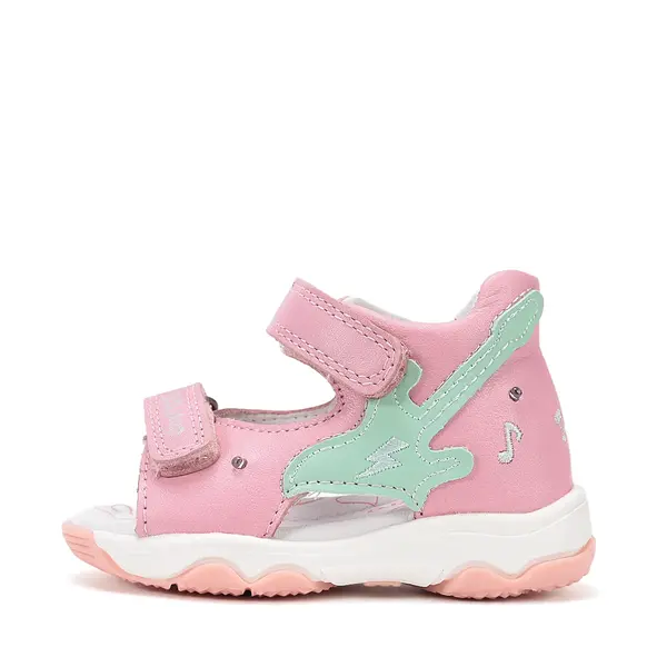 Sandale D.D. Step fete, piele naturală, LED, roz, design cu chitara,_G064-61965A-24_Pebebe