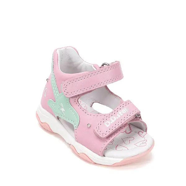 Sandale D.D. Step fete, piele naturală, LED, roz, design cu chitara,_G064-61965A-24_Pebebe