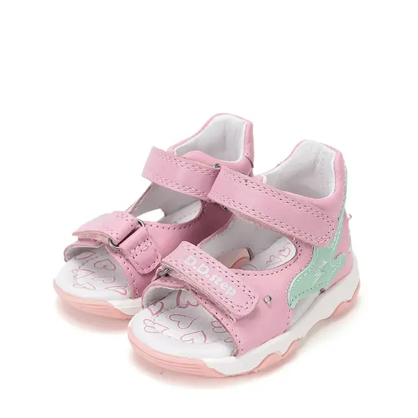 Sandale D.D. Step fete, piele naturală, LED, roz, design cu chitara,_G064-61965A-24_Pebebe
