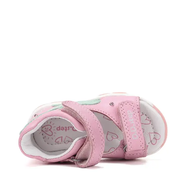 Sandale D.D. Step fete, piele naturală, LED, roz, design cu chitara,_G064-61965A-24_Pebebe
