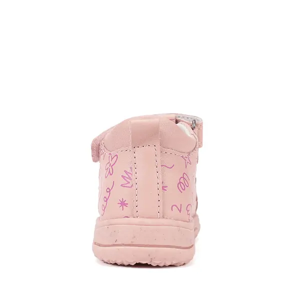 Sandale D.D. Step fete, piele naturala, roz cu imprimeu flori_G064-61994A-21_Pebebe