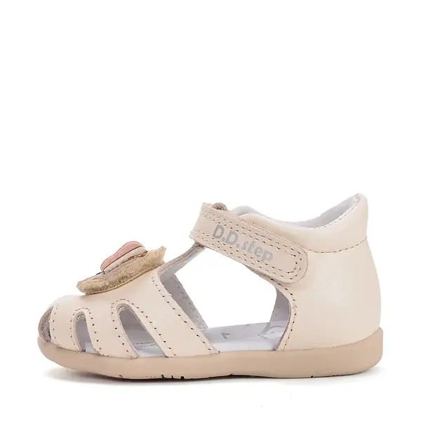 Sandale D.D. Step copii, piele naturala, talpa flexibila, alb unt, caine_G075-61516B-20_Pebebe