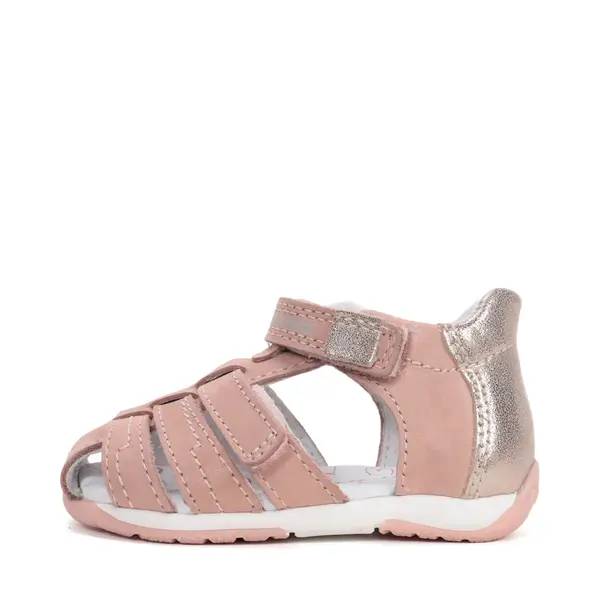 Sandale fete cu barete si ajustare cu 2 scaiuri, piele naturala, talpa flexibila, roz, D.D.Step_G111-61843C-20_Pebebe