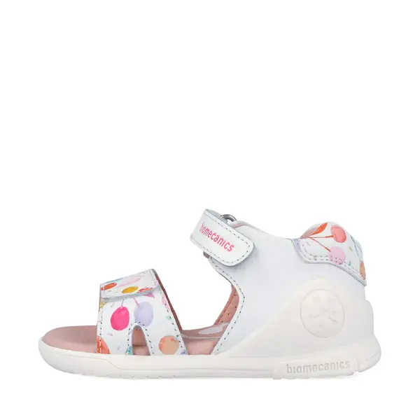Sandale fete Biomecanics, Varf Deschis, Sustinere la calcai, Piele Naturala, alb cu imprimeu_262141-A050-20_Pebebe