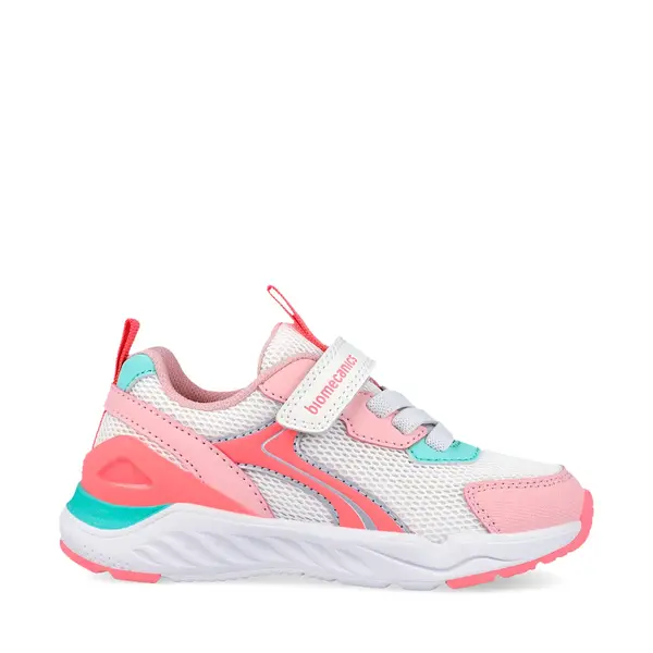 Adidași Biomecanics Bioevolution Runner pentru Copii – alb cu roz Velcro și șiret_262273-F113-25_Pebebe