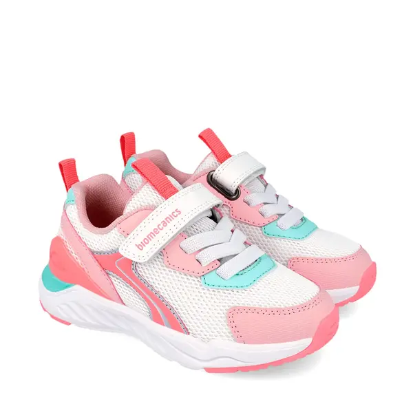 Adidași Biomecanics Bioevolution Runner pentru Copii – alb cu roz Velcro și șiret_262273-F113-25_Pebebe