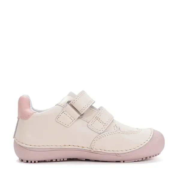 Pantofi barefoot D.D.Step, fete, piele naturală, talpa flexibila, crem, fetita cu palarie_S063-61572AM-29_Pebebe