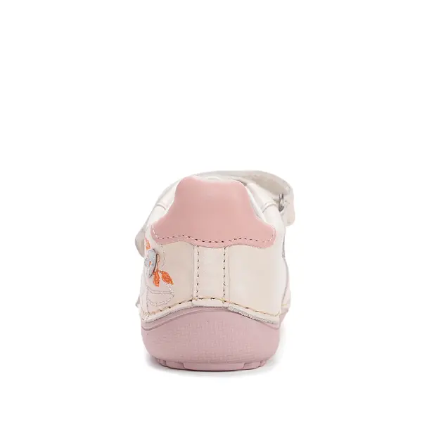 Pantofi barefoot D.D.Step, fete, piele naturală, talpa flexibila, crem, fetita cu palarie_S063-61572AM-29_Pebebe