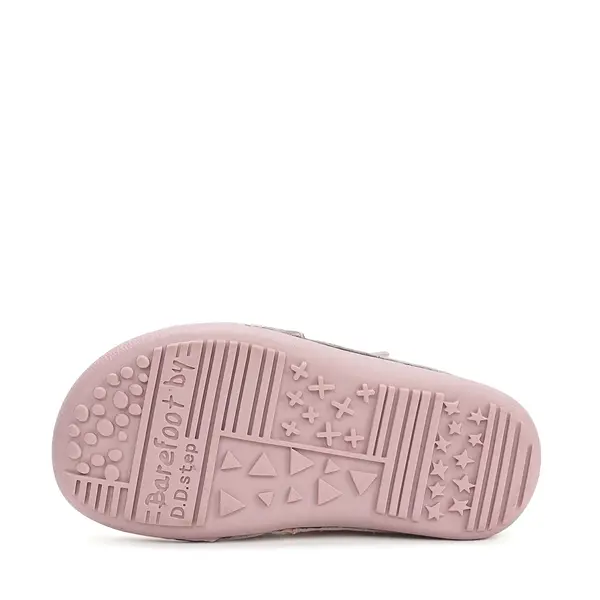 Pantofi barefoot D.D.Step, fete, piele naturală, talpa flexibila, crem, fetita cu palarie_S063-61572AM-29_Pebebe