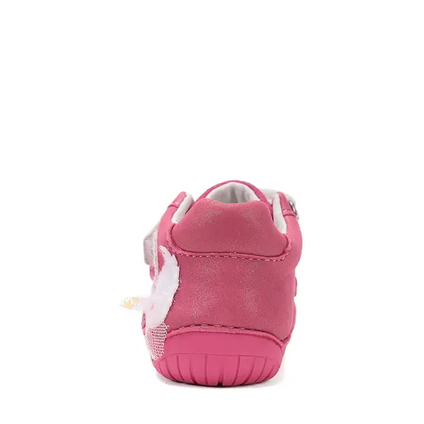 Pantofi Barefoot D.D. Step fete, piele naturala, primii pasi, fuchsia sidef, design cu lebadă_S070-61837B-23_Pebebe