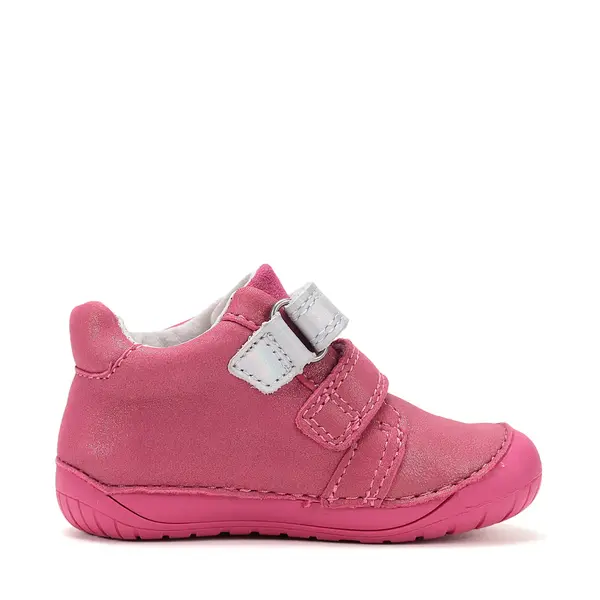 Pantofi Barefoot D.D. Step fete, piele naturala, primii pasi, fuchsia sidef, design cu lebadă_S070-61837B-20_Pebebe