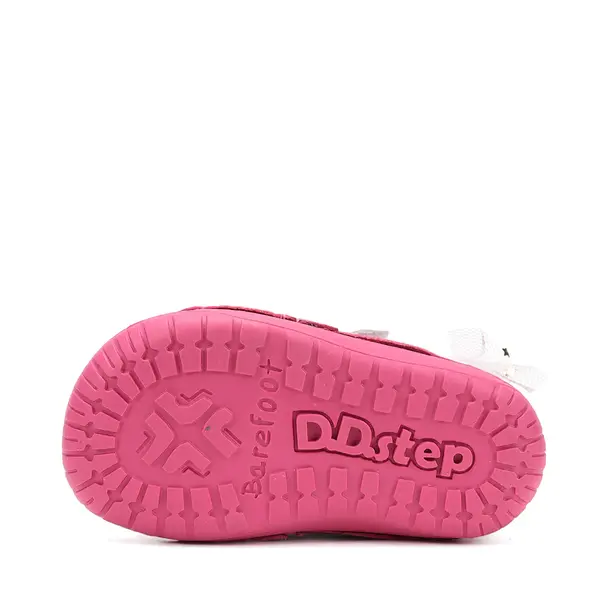 Pantofi Barefoot D.D. Step fete, piele naturala, primii pasi, fuchsia sidef, design cu lebadă_S070-61837B-23_Pebebe
