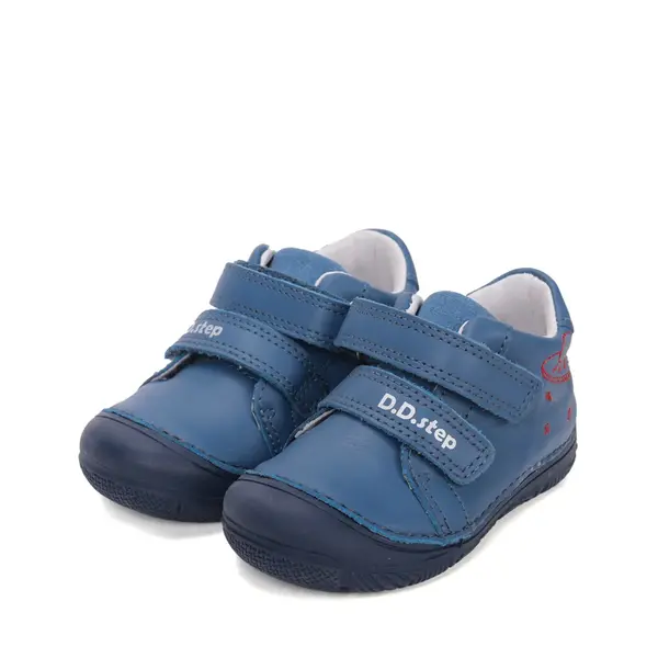 Pantofi D.D Step Baieti, piele naturala, captuseala din piele, talpa flexibila, bleumarin, design cu OZN_S082-61612A-21_Pebebe